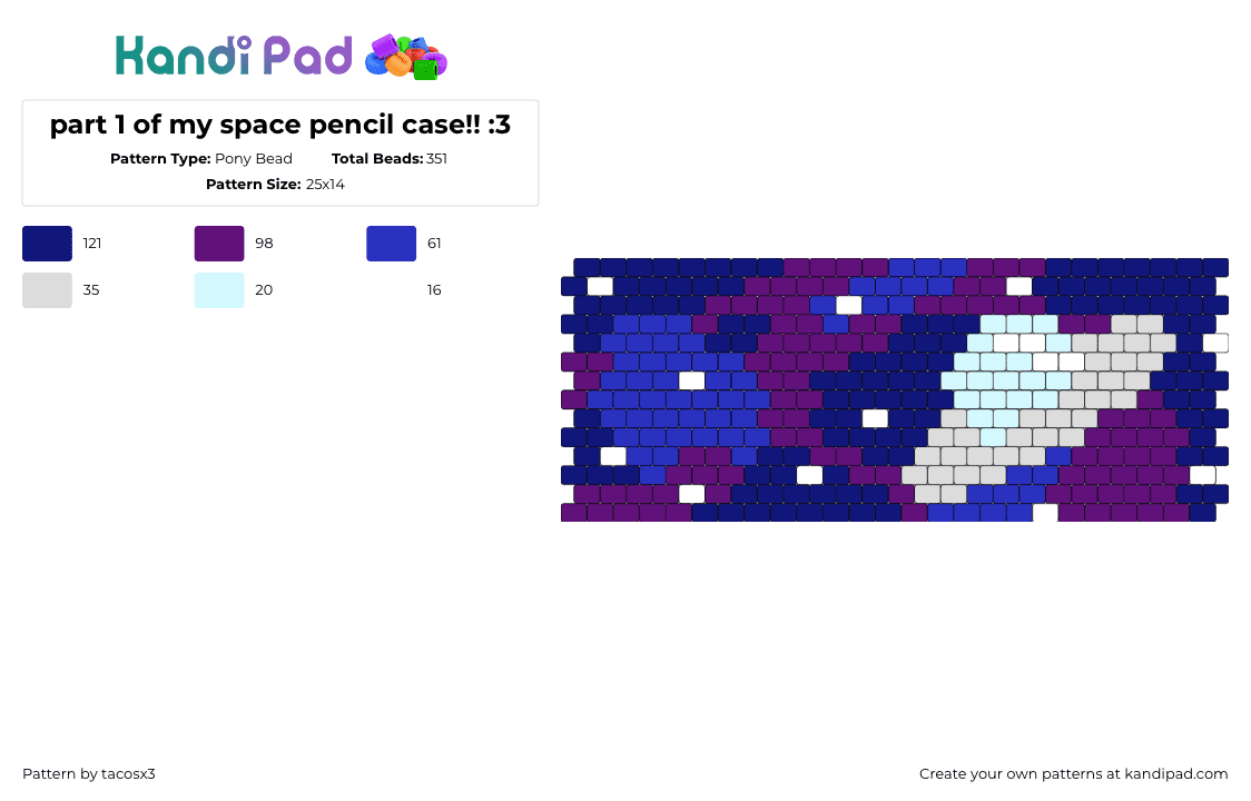 part 1 of my space pencil case!! :3 - Pony Bead Pattern by tacosx3 on Kandi Pad - 