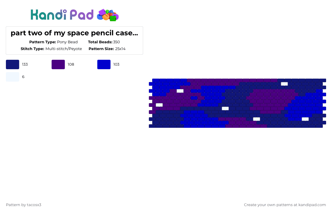 part two of my space pencil case!1!1! - Pony Bead Pattern by tacosx3 on Kandi Pad - purple,space,pencil,pencilcase,yippee