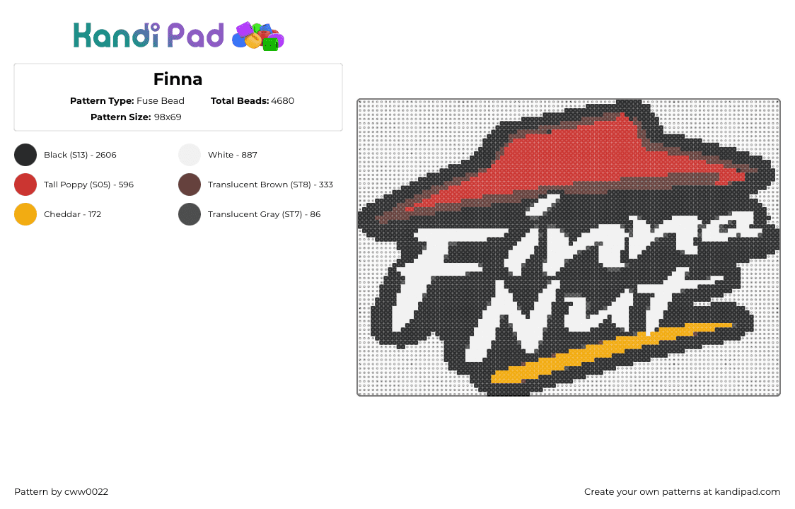 Finna - Fuse Bead Pattern by cww0022 on Kandi Pad - 