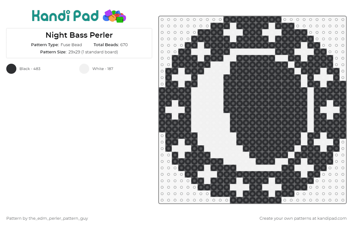 Night Bass Perler - Fuse Bead Pattern by the_edm_perler_pattern_guy on Kandi Pad - night bass,dj,music,edm
