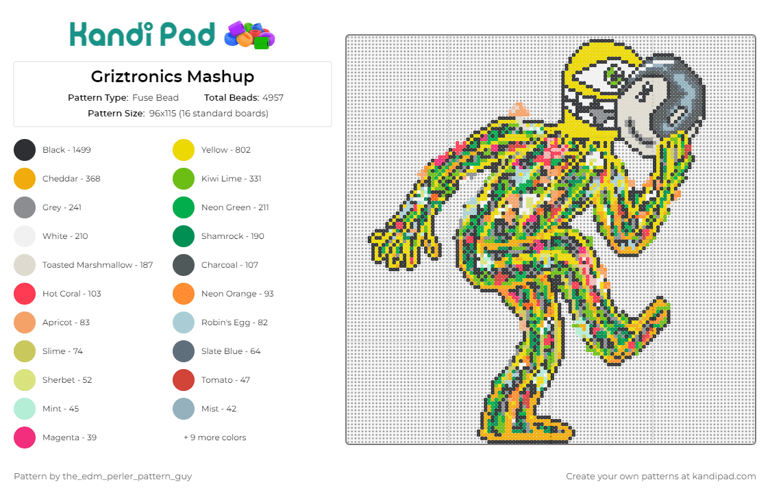 Griztronics Mashup - Fuse Bead Pattern by the_edm_perler_pattern_guy on Kandi Pad - griz,subtronics,music,dj,edm,yin yang