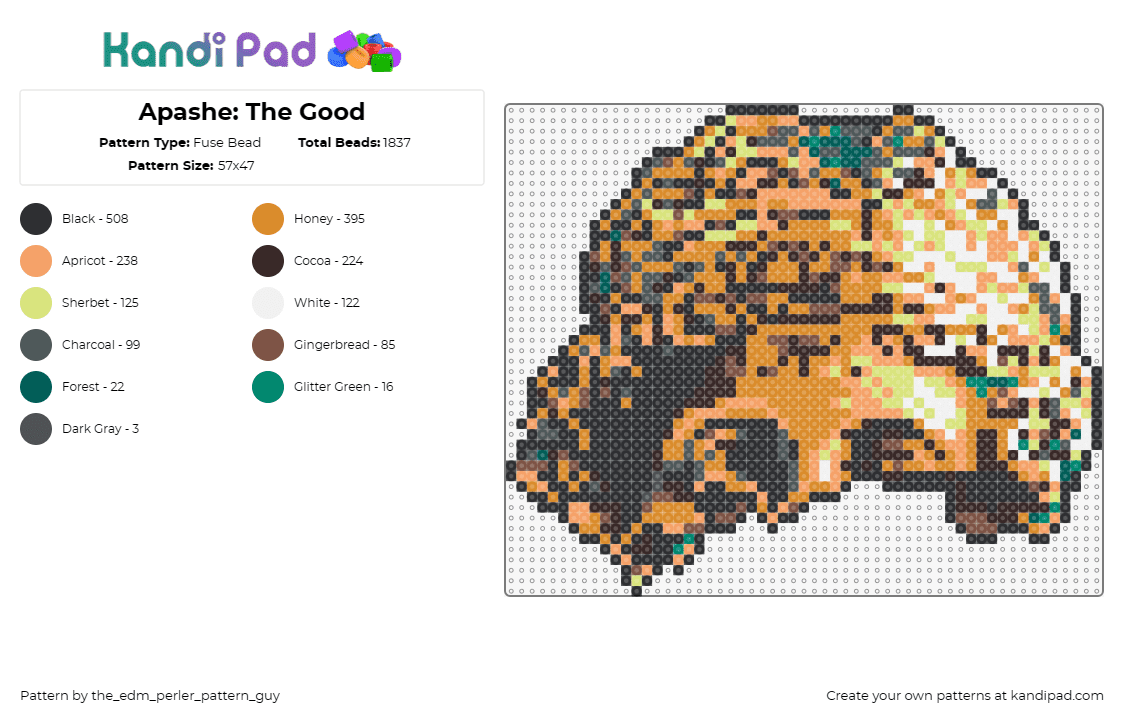 Apashe: The Good - Fuse Bead Pattern by the_edm_perler_pattern_guy on Kandi Pad - apashe,album,statue,dj,music,edm,gold