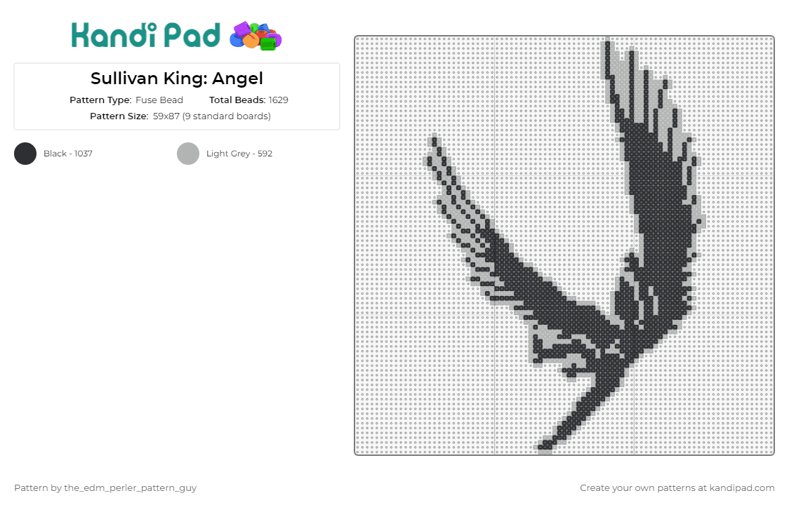 Sullivan King: Angel - Fuse Bead Pattern by the_edm_perler_pattern_guy on Kandi Pad - sullivan king,edm,dj,music