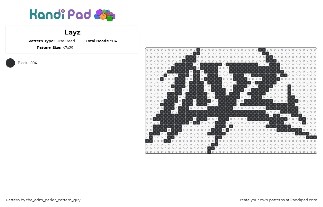 Layz - Fuse Bead Pattern by the_edm_perler_pattern_guy on Kandi Pad - layz,logo,music,edm,dj,black