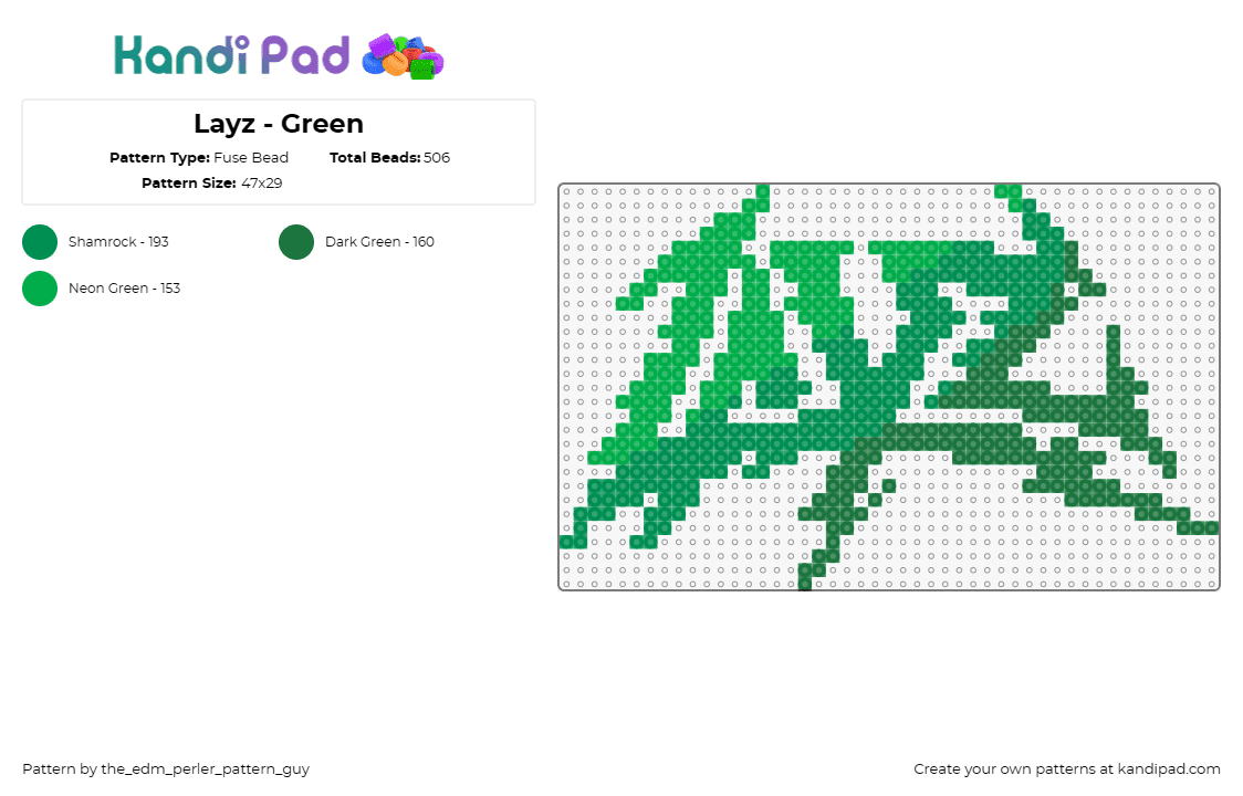 Layz - Green - Fuse Bead Pattern by the_edm_perler_pattern_guy on Kandi Pad - layz,logo,dj,music,edm,dubstep,green