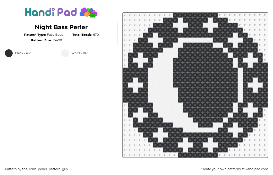 Night Bass Perler - Fuse Bead Pattern by the_edm_perler_pattern_guy on Kandi Pad - night bass,dj,music,edm