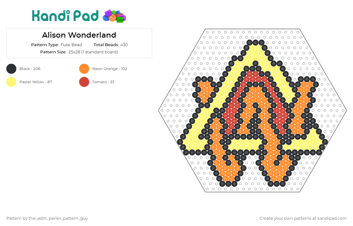 Alison Wonderland - Fuse Bead Pattern by the_edm_perler_pattern_guy on Kandi Pad - alison wonderland,music,edm,dj,hexagon