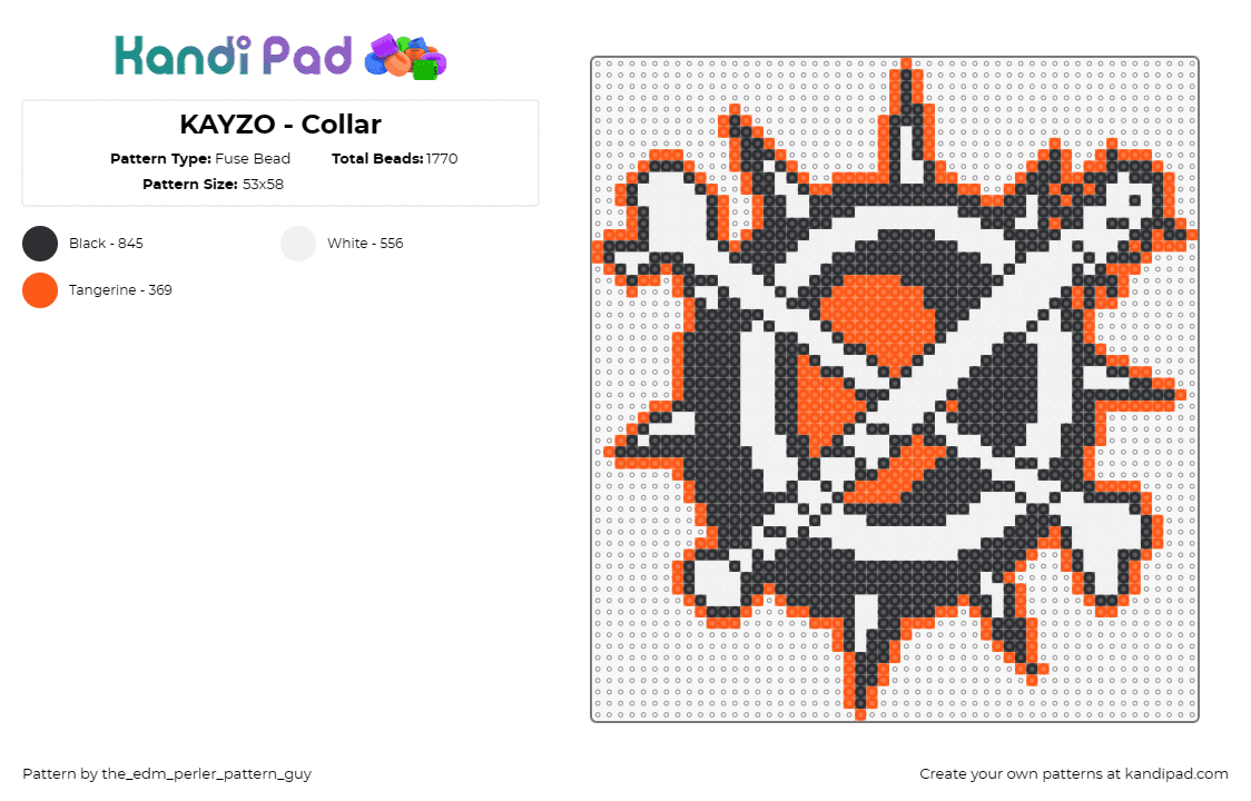 KAYZO - Collar - Fuse Bead Pattern by the_edm_perler_pattern_guy on Kandi Pad - kayzo,collar,dj,edm,music,bone,baseball bat,orange,white,black