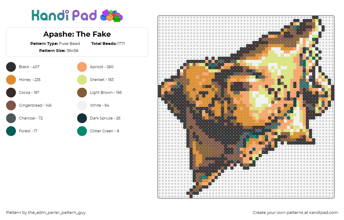 Apashe: The Fake - Fuse Bead Pattern by the_edm_perler_pattern_guy on Kandi Pad - apashe,album,statue,dj,music,edm,gold