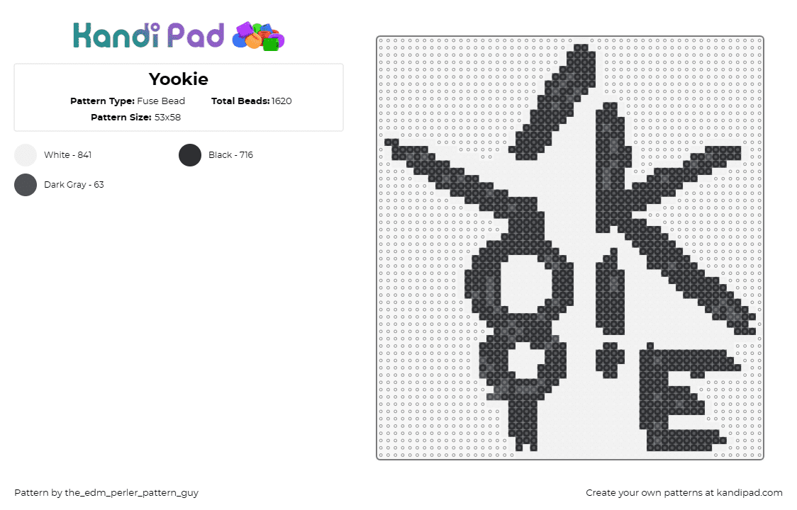 Yookie - Fuse Bead Pattern by the_edm_perler_pattern_guy on Kandi Pad - yookie,edm,music,dj