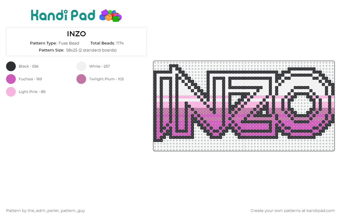 INZO - Fuse Bead Pattern by the_edm_perler_pattern_guy on Kandi Pad - inzo,music,dj,edm