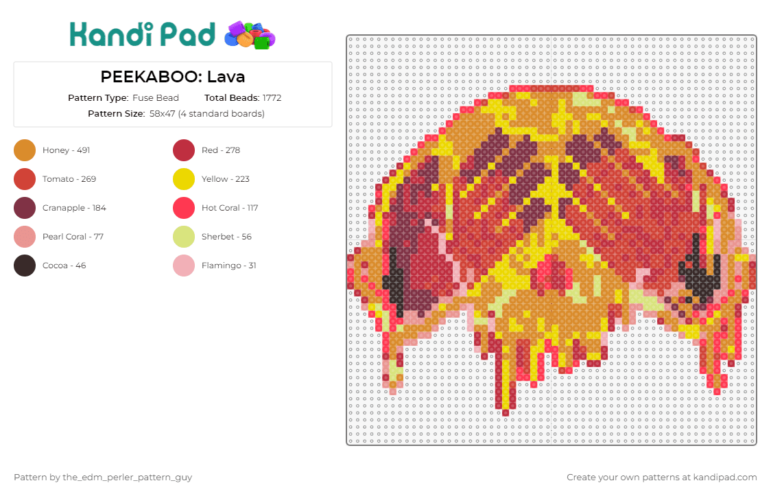 PEEKABOO: Lava - Fuse Bead Pattern by the_edm_perler_pattern_guy on Kandi Pad - peekaboo,edm,music,dj,skull,melting