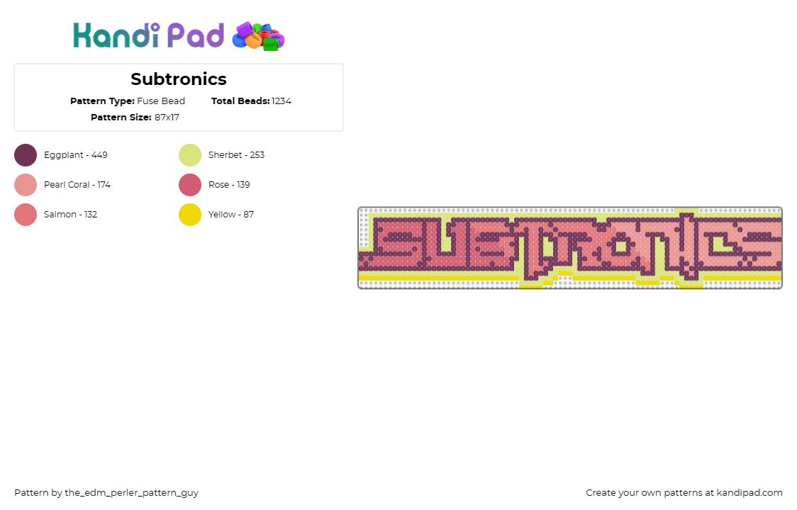 Subtronics - Fuse Bead Pattern by the_edm_perler_pattern_guy on Kandi Pad - subtronics,logo,text,music,edm,dj,dubstep,red