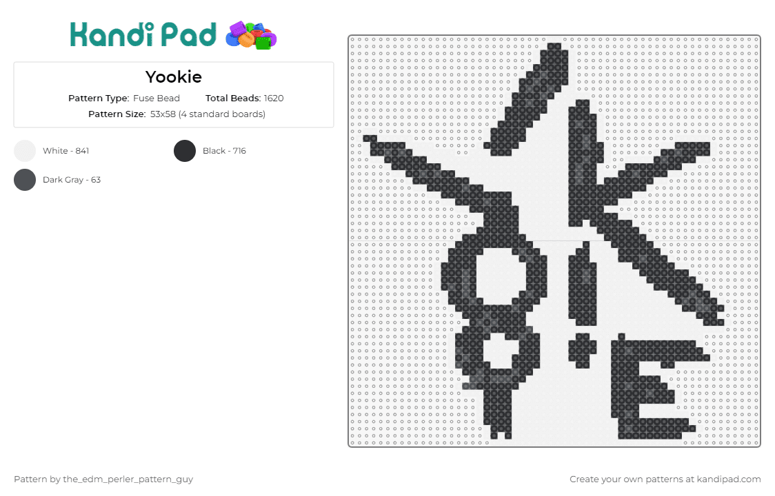 Yookie - Fuse Bead Pattern by the_edm_perler_pattern_guy on Kandi Pad - yookie,edm,music,dj