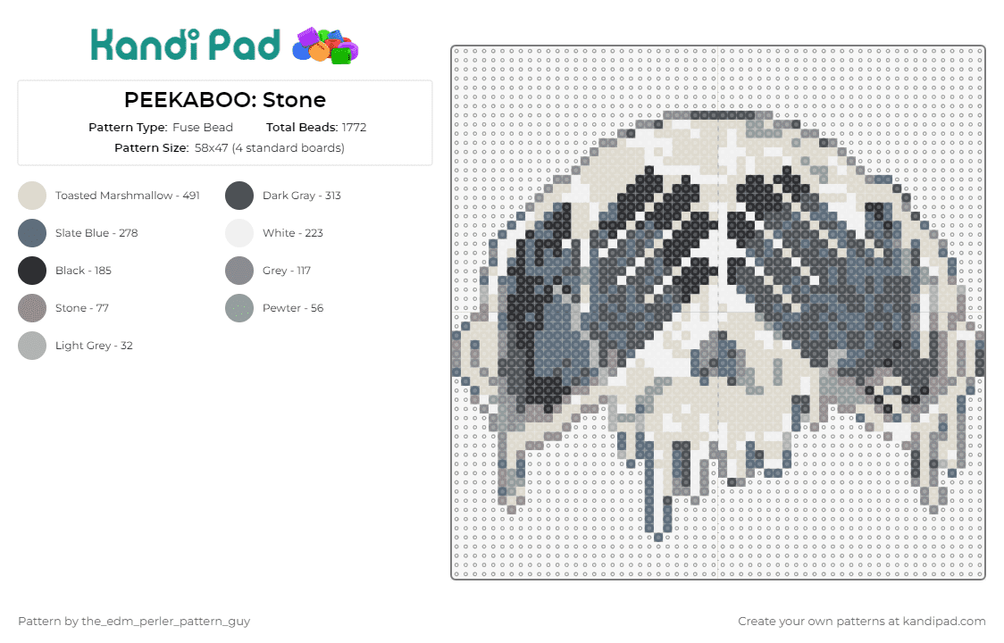PEEKABOO: Stone - Fuse Bead Pattern by the_edm_perler_pattern_guy on Kandi Pad - peekaboo,edm,music,dj,skull,melting