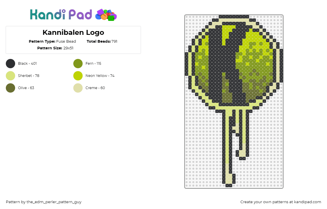 Kannibalen Logo - Fuse Bead Pattern by the_edm_perler_pattern_guy on Kandi Pad - kannibalen,logo,btsm,music,edm,symbol,drip,slime,green