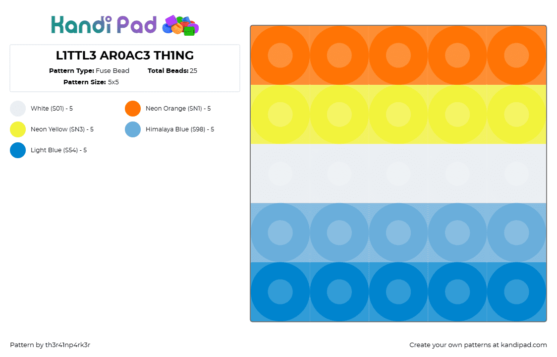 L1TTL3 AR0AC3 TH1NG - Fuse Bead Pattern by th3r41np4rk3r on Kandi Pad - aroace,pride,charm,simple,orange,yellow,light blue