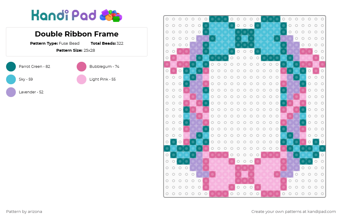 Double Ribbon Frame - Fuse Bead Pattern by arizona on Kandi Pad - pink,blue,ribbon,bow,frame