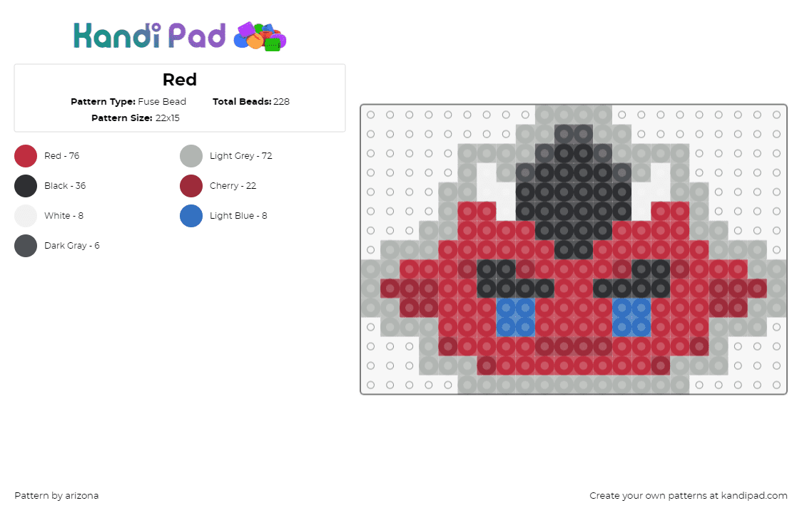 Red - Fuse Bead Pattern by arizona on Kandi Pad - red,warioware,nintendo,head,character,video game,demon