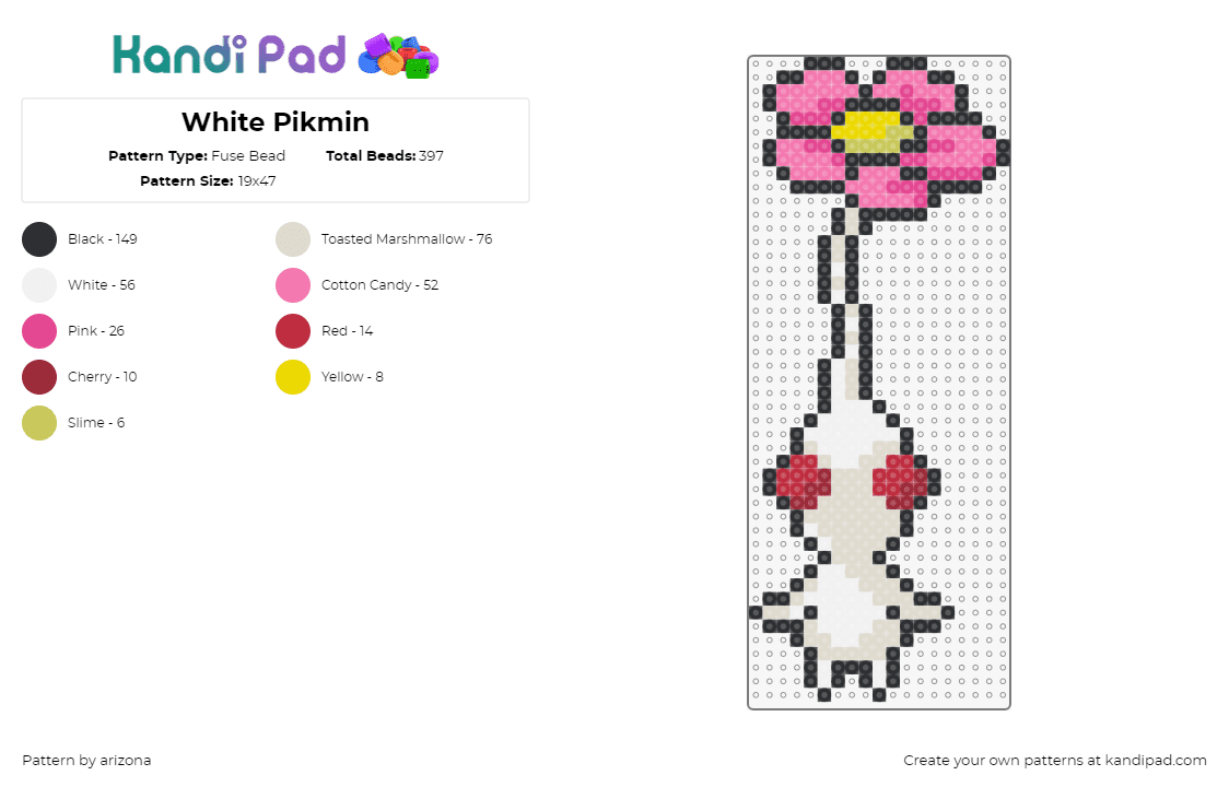 White Pikmin - Fuse Bead Pattern by arizona on Kandi Pad - pikmin,flower,character,video game,white,pink