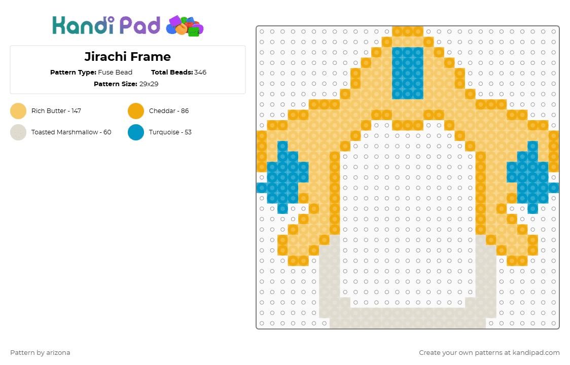 Jirachi Frame - Fuse Bead Pattern by arizona on Kandi Pad - orange,yellow,white,teal,pokemon,video game,gaming,frame