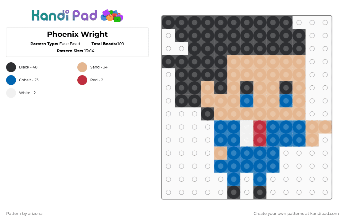 Phoenix Wright - Fuse Bead Pattern by arizona on Kandi Pad - beige,blue