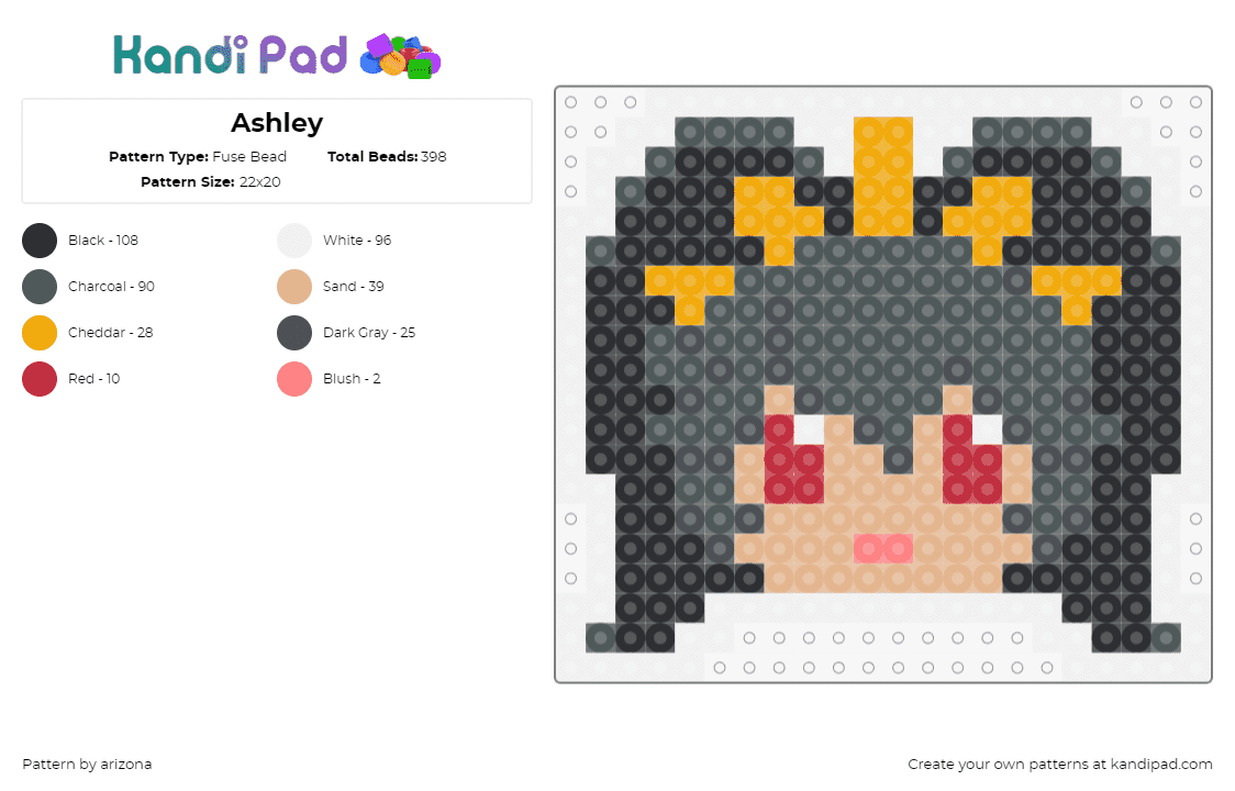 Ashley - Fuse Bead Pattern by arizona on Kandi Pad - ashley,warioware,nintendo,head,character,video game,gray