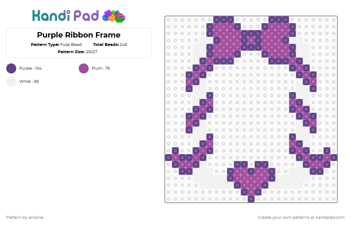 Purple Ribbon Frame Fuse Bead Pattern - Kandi Pad | Kandi Patterns ...
