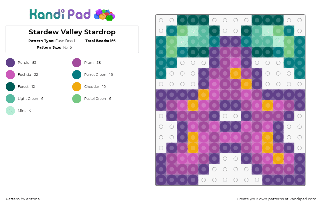 Stardew Valley Stardrop - Fuse Bead Pattern by arizona on Kandi Pad - stardrop,stardew valley,fruit,video game,purple,green