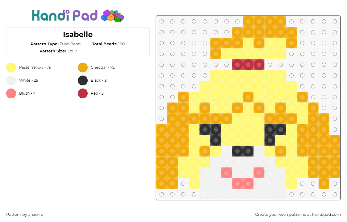 Isabelle - Fuse Bead Pattern by arizona on Kandi Pad - isabelle,animal crossing,character,head,video game,yellow