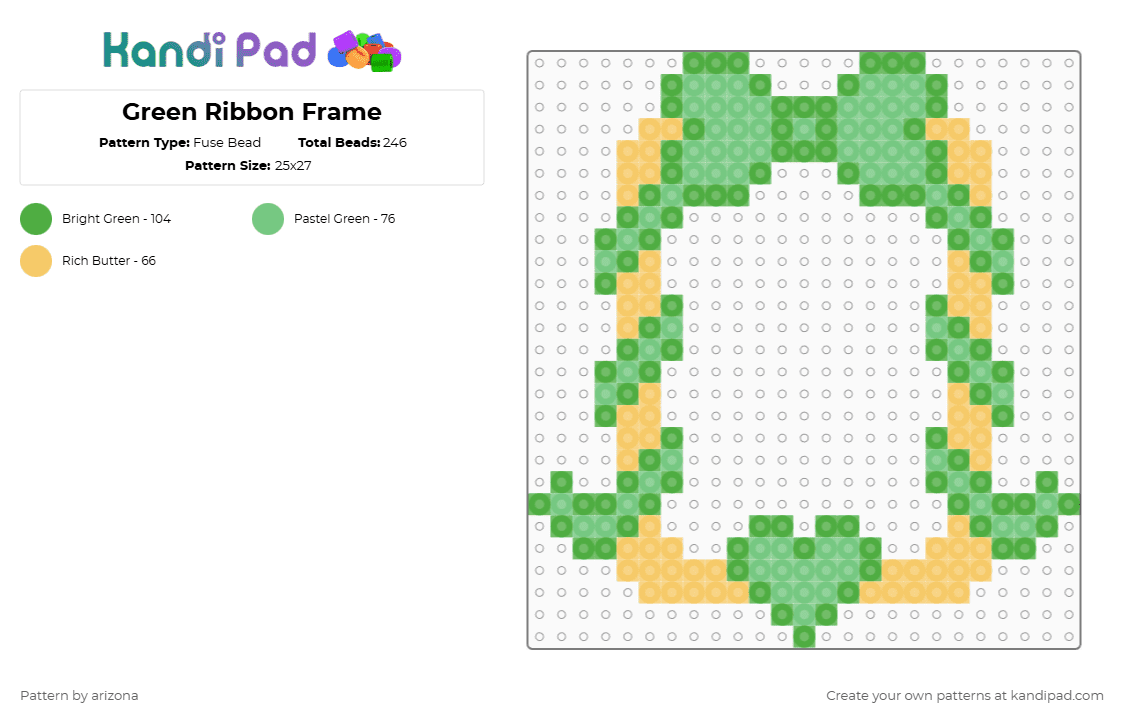 Green Ribbon Frame Fuse Bead Pattern - Kandi Pad | Kandi Patterns, Fuse ...