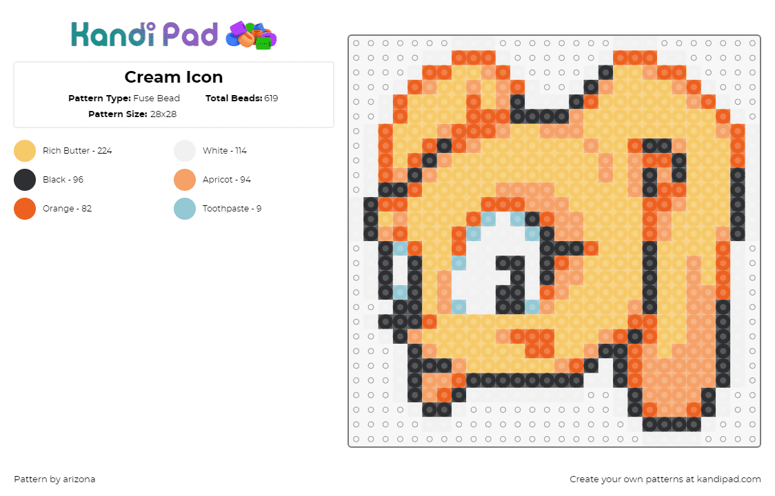 Cream Icon - Fuse Bead Pattern by arizona on Kandi Pad - cream,sonic the hedgehog,sega,head,character,charm,video game,orange