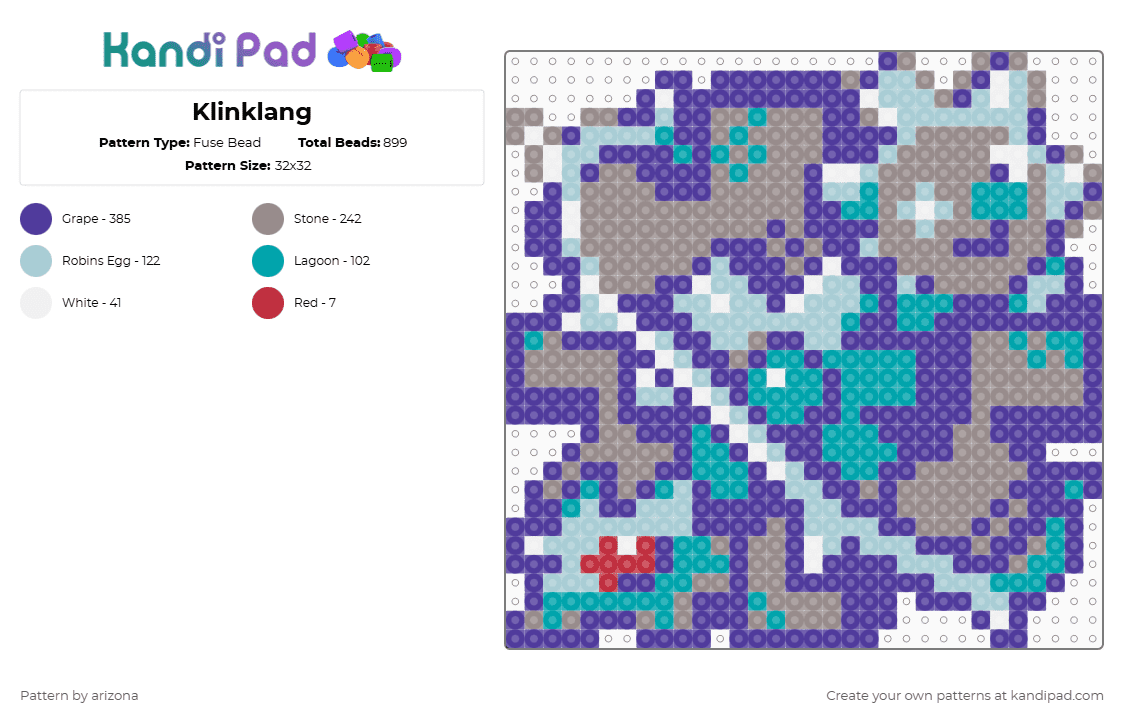 Klinklang - Fuse Bead Pattern by arizona on Kandi Pad - purple,gray,pokemon,klinklang