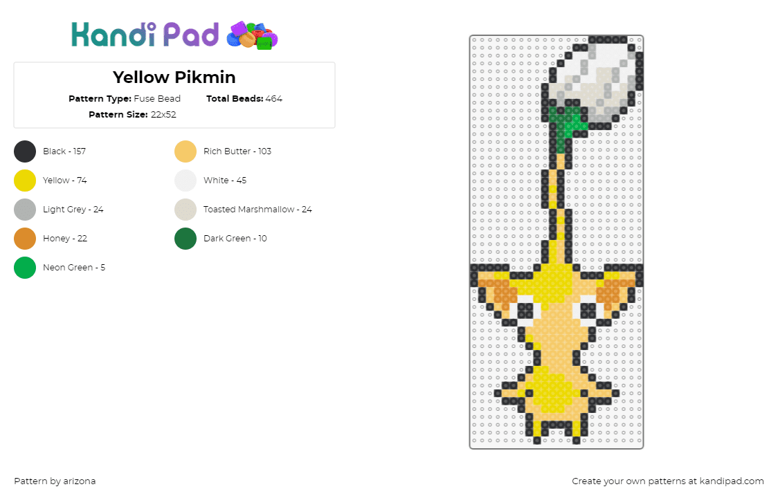 Yellow Pikmin - Fuse Bead Pattern by arizona on Kandi Pad - pikmin,flower,character,video game,white,yellow