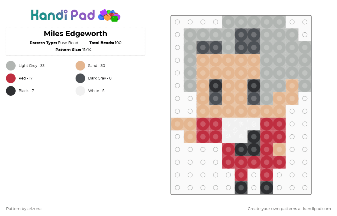 Miles Edgeworth - Fuse Bead Pattern by arizona on Kandi Pad - beige