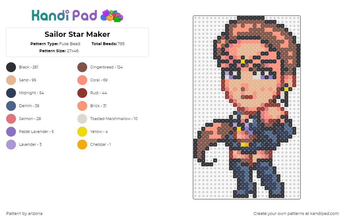 Sailor Star Maker - Fuse Bead Pattern by arizona on Kandi Pad - sailor star maker,sailor moon,chibi,character,anime,manga,tv show,tan