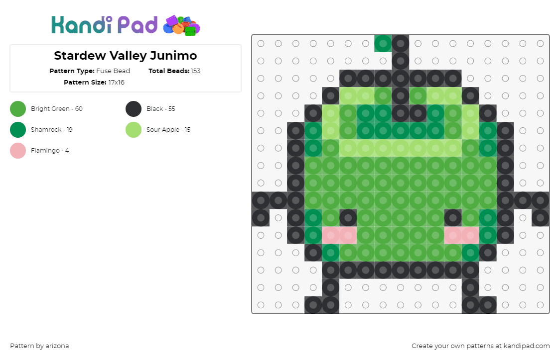 Stardew Valley Junimo - Fuse Bead Pattern by arizona on Kandi Pad - junimo,stardew valley,fruit,apple,video game,green