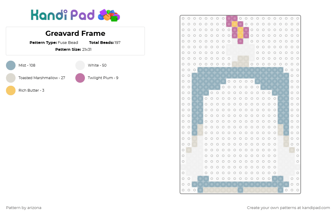 Greavard Frame - Fuse Bead Pattern by arizona on Kandi Pad - light blue,pokemon,video game,gaming,frame