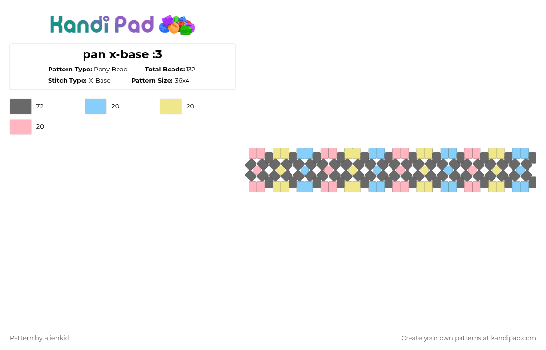 pan x-base :3 - Pony Bead Pattern by alienkid on Kandi Pad - gray, lgbtq