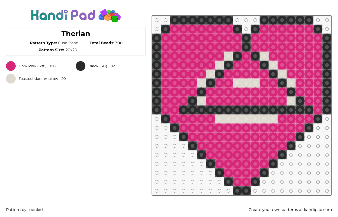 Therian - Fuse Bead Pattern by alienkid on Kandi Pad - therian,heart,symbol,pink,black