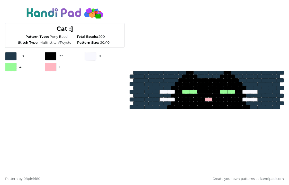 Cat :] - Pony Bead Pattern by 08pinki80 on Kandi Pad - cat,animal,purple,cuff