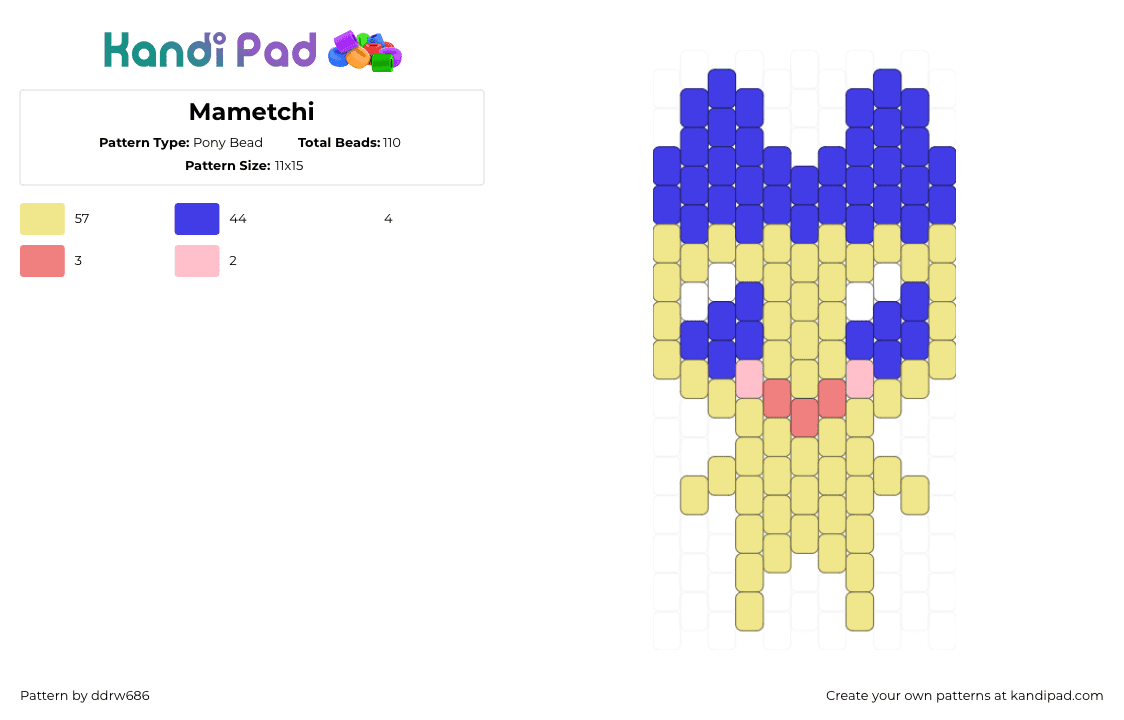 Mametchi - Pony Bead Pattern by ddrw686 on Kandi Pad - 