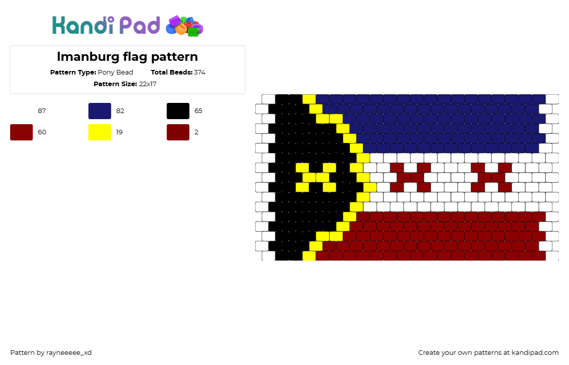 lmanburg flag pattern - Pony Bead Pattern by rayneeeee_xd on Kandi Pad - lmanburg,minecraft,flag,video game,community,black,red,blue,white