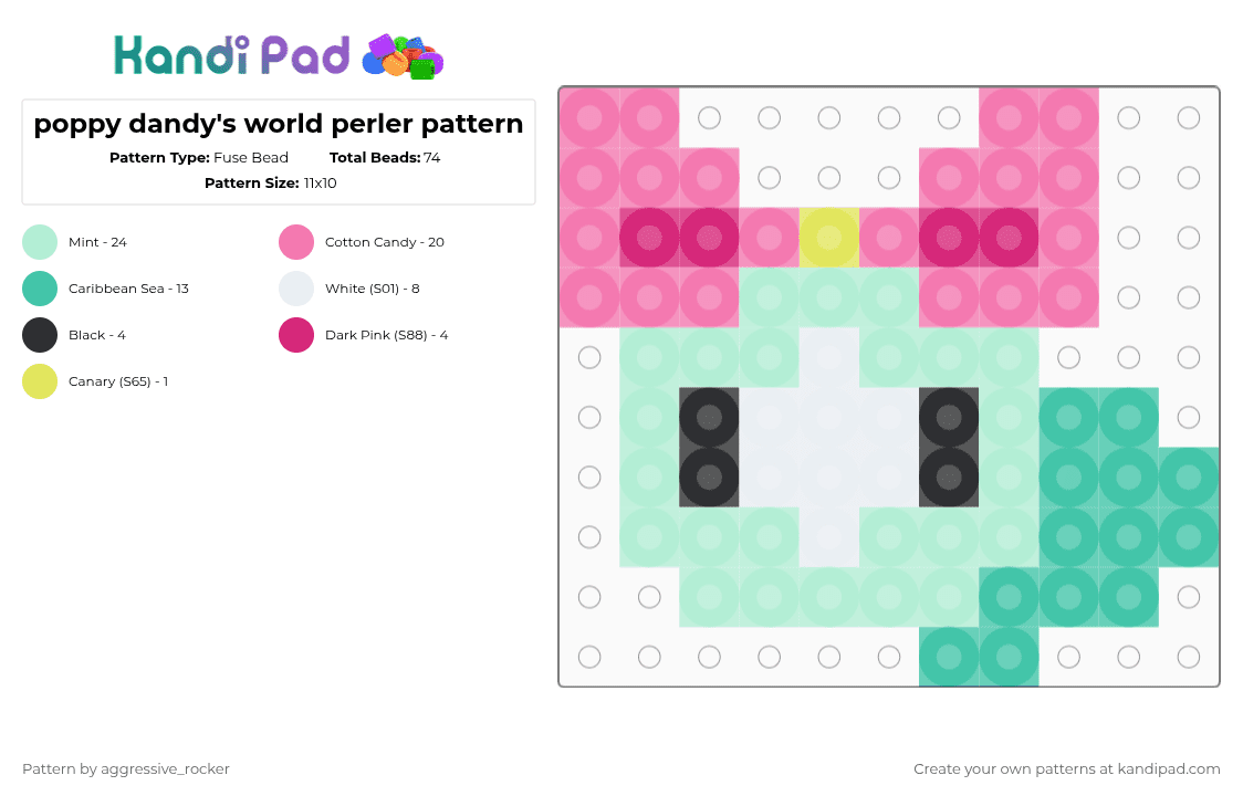 poppy dandy\'s world perler pattern - Fuse Bead Pattern by beadsbriana on Kandi Pad - light blue,pink