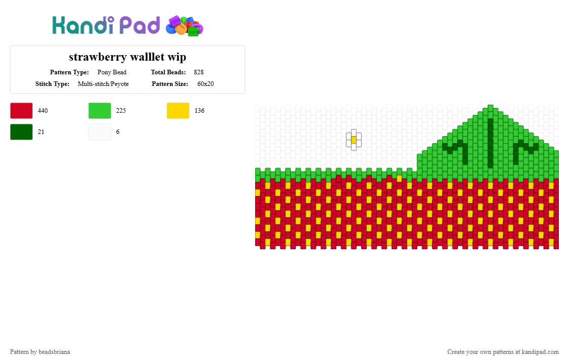 strawberry walllet wip - Pony Bead Pattern by beadsbriana on Kandi Pad - red