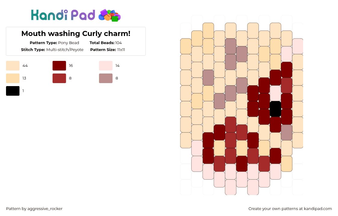 Mouth washing Curly charm! - Pony Bead Pattern by beadsbriana on Kandi Pad - beige
