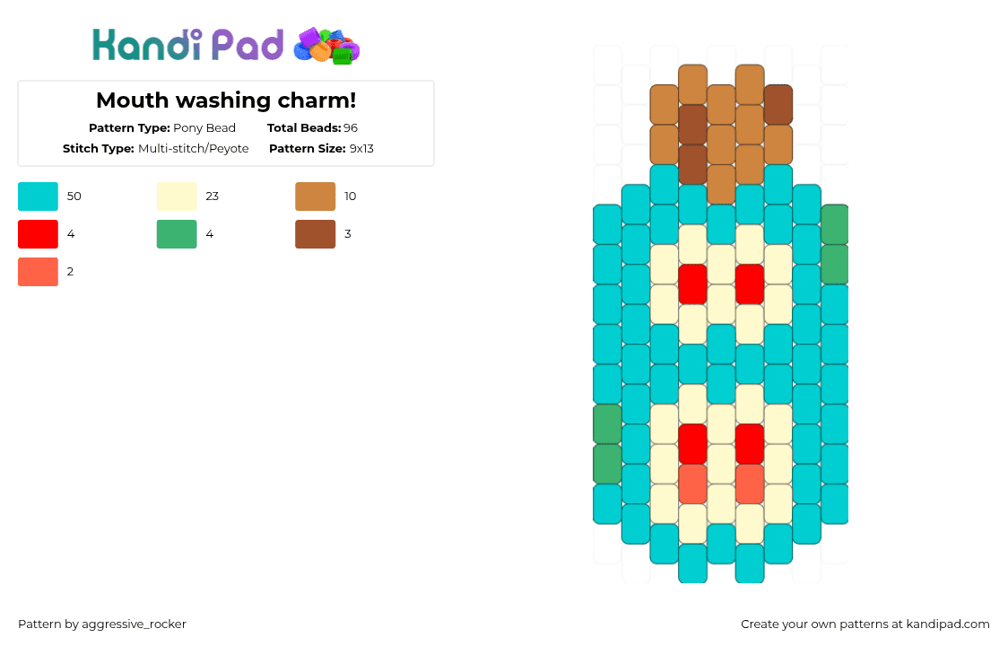 Mouth washing charm! - Pony Bead Pattern by beadsbriana on Kandi Pad - light blue,yellow