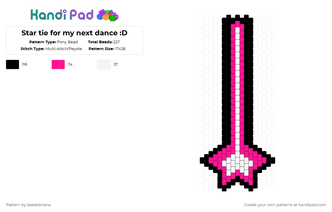 Star tie for my next dance :D - Pony Bead Pattern by beadsbriana on Kandi Pad - pink,white