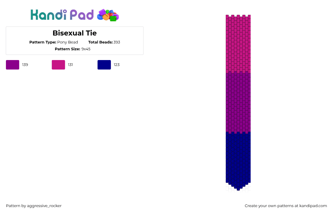 Bisexual Tie - Pony Bead Pattern by aggressive_rocker on Kandi Pad - 