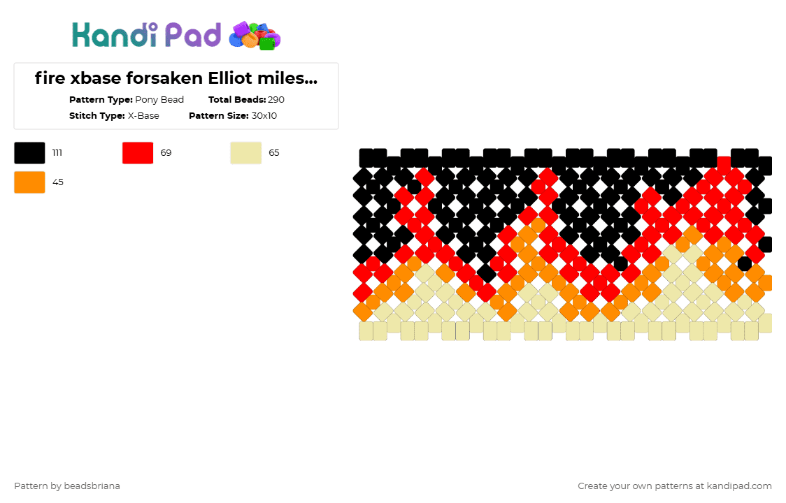 fire xbase forsaken Elliot milestone 4 - Pony Bead Pattern by beadsbriana on Kandi Pad - red, yellow